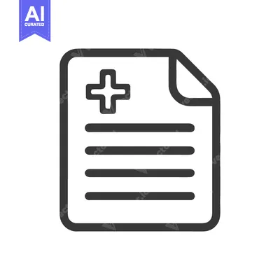 Aset desain premium: Medical Report Icon: Clean Line Art Symbol of Health Record