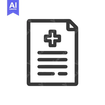 Premium design asset: Medical Report Icon: Cross Symbol on Document, Healthcare Information