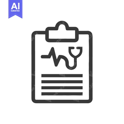 Aset premium populer: Medical Clipboard Icon: Stethoscope, Heartbeat, and Patient Notes