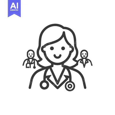 Popular premium asset: A doctor is illustrated with colleagues in simple line art