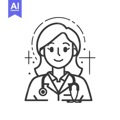 Aset desain premium: A smiling female healthcare professional with stethoscope and uniform