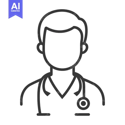 Aset premium populer: A simple outlined illustration of a medical professional with stethosc