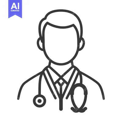 Aset desain premium: A vector illustration depicting a doctor wearing a stethoscope around