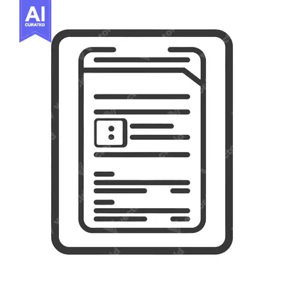 Aset premium populer: A black and white graphic image of a document on a tablet