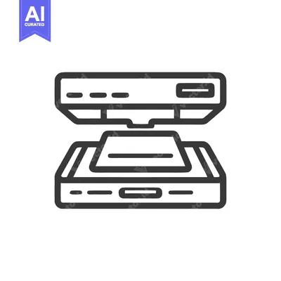 Minimalist Icon of a Flatbed Scanner with Document, Isolated on White