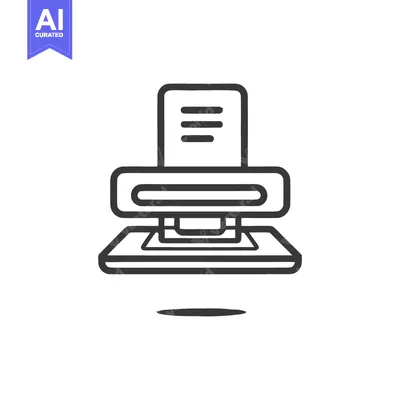 Popular premium asset: Minimalist Printer Icon: Black Outline on White Background, Modern Off
