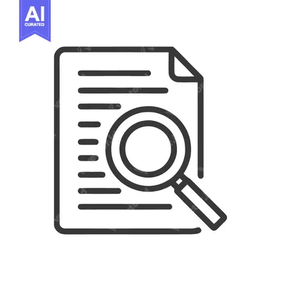 Premium design asset: Document Search Icon: Magnifying Glass Over Text File, Line Art Style