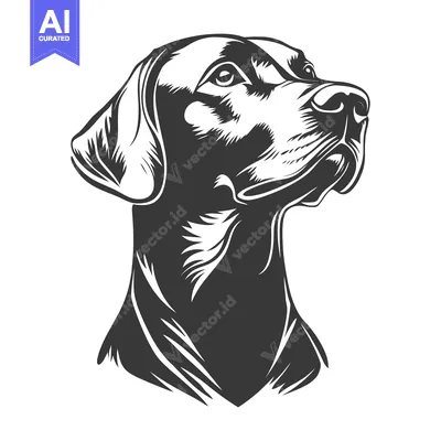 Popular premium asset: A stylized black and white illustration of a dog looking upward