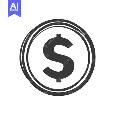 Aset premium populer: A grayscale image of a coin with a stylized dollar symbol