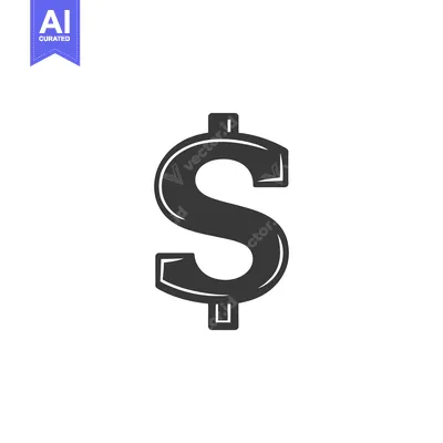 Aset desain premium: The outlined graphic image of a dollar symbol in grayscale