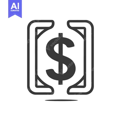 Aset desain premium: A simple graphic depicting a dollar symbol within a square frame