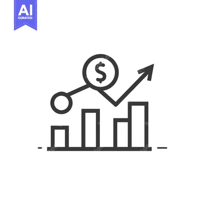 Aset desain premium: Dollar Sign Coin Over Growing Bar Graph with Arrow