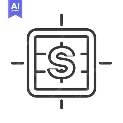 Aset desain premium: Dollar Sign Inside a Square Frame with Crosshairs