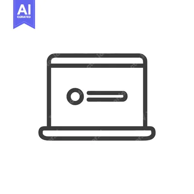 Aset desain premium: Minimalist Laptop Icon with Power Button and Sleep Mode Symbol on Whit
