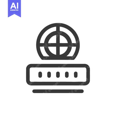 Aset desain premium: Minimalist Icon: Globe on Server, Network Connection Symbol, Outline S