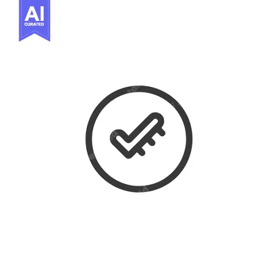 Premium design asset: Minimalist Check Mark Icon Inside Circle, Dark Gray on White Backgroun