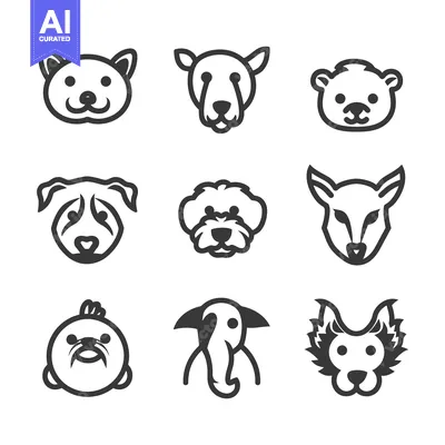 Popular premium asset: Stylized minimalist animal illustrations depicting diverse mammal face