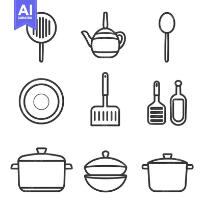 Several different kitchen cooking and serving tools are displayed in t