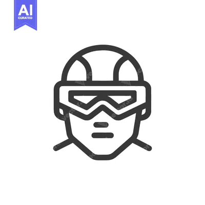 Aset premium populer: Minimalist Icon of a Superhero with Helmet and Goggles on White Backgr