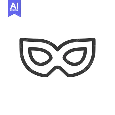 Premium design asset: Minimalist Carnival Mask Icon: Sleek, Bold Outline on White Background