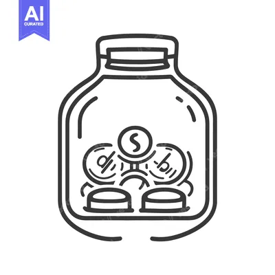 Premium design asset: A clear jar containing stylized coins with letter symbols inside