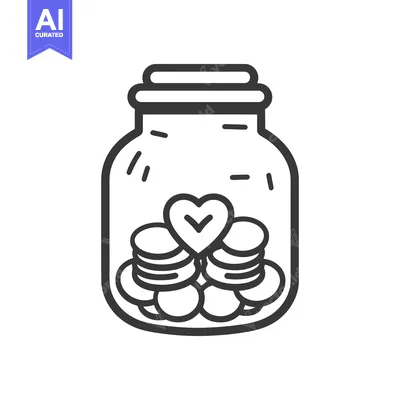 Popular premium asset: A glass jar holding coins with a heart symbol inside of it