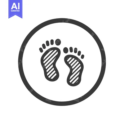Premium design asset: Footprints Icon: Stylized Black and White Graphic in Circle