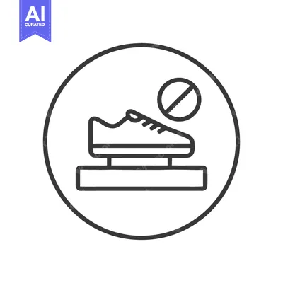 Premium design asset: No Shoes Allowed Icon: Minimalist Symbol in Circular Frame, Black and