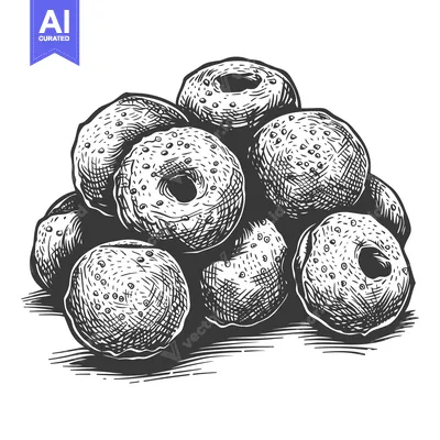 Aset premium populer: A Pile of Delicious Glazed Doughnuts Illustrated