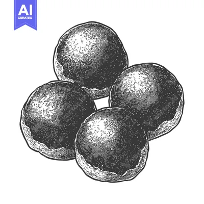 Aset premium populer: Four round baked goods arranged together