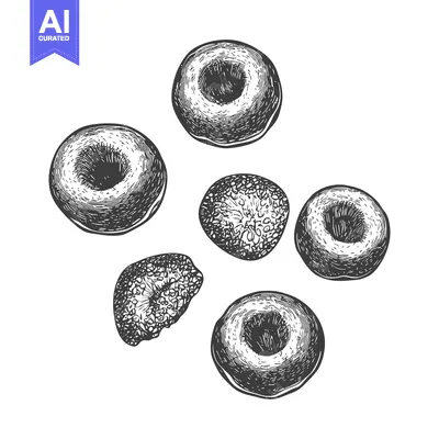 Popular premium asset: Hand Drawn Illustration Of Several Round Donuts
