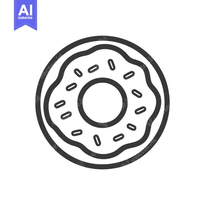 Aset premium populer: Minimalist Donut Icon with Sprinkles, Black Outline on White Backgroun