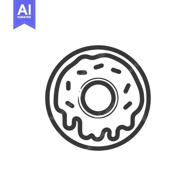 Aset desain premium: Minimalist Donut Icon with Sprinkles and Dripping Glaze Outline