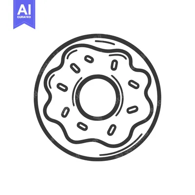 Premium design asset: Simple Donut Outline with Sprinkles, Black and White Illustration