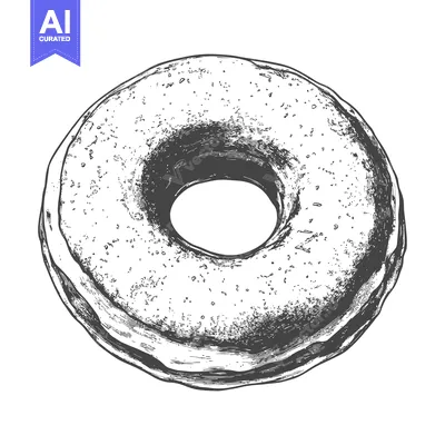 Aset premium populer: A detailed illustration depicts a single glazed ring donut shape