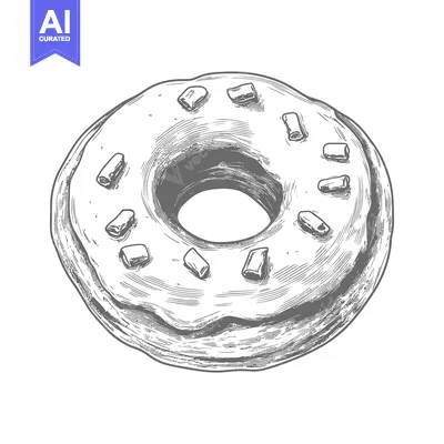 Popular premium asset: A detailed black and white image of a frosted donut
