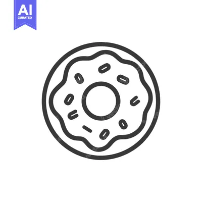 Aset desain premium: Minimalist Donut Icon with Sprinkles, Outline Style on White Backgroun