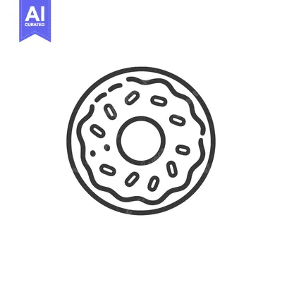 Popular premium asset: Minimalist Donut Icon with Sprinkles, Outline Style, Isolated on White