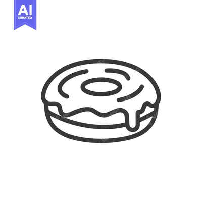 Popular premium asset: Minimalist Donut Icon with Dripping Glaze, Outline Style, Isolated on