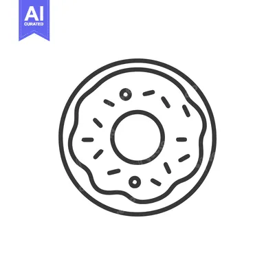 Aset desain premium: Minimalist Donut Icon with Sprinkles, Outline Style, Isolated on White