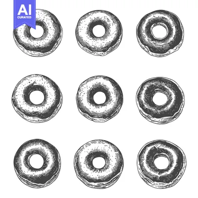 Premium design asset: Nine Delicious Donuts Arranged In A Grid Pattern