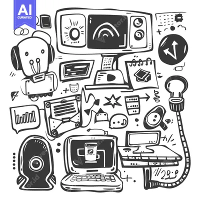 Popular premium asset: Doodle Illustration of a Modern Workstation with Gadgets and Devices