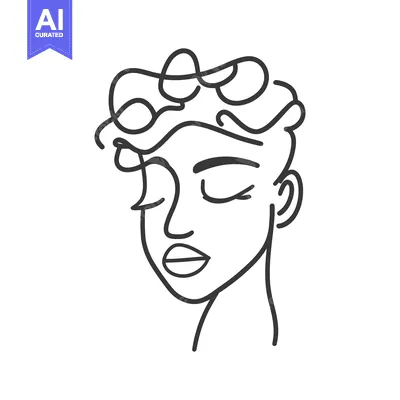 Popular premium asset: A simple minimalist line drawing of a closed eyed face