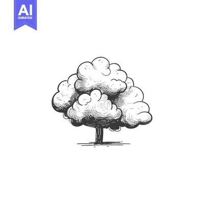 Popular premium asset: A detailed hand drawn illustration of a small leafy tree