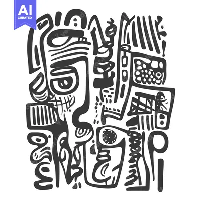 Aset desain premium: Abstract ink drawing presents an expressive and unique artistic compos