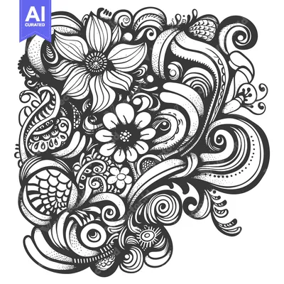 Popular premium asset: Intricate monochrome floral and swirling patterns on a white backgroun