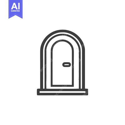 Aset desain premium: Minimalist Doorway Icon: Arched Entrance with Clean Lines and Simple D