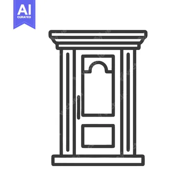 Aset premium populer: Elegant Doorway Outline: Classic Architectural Design with Intricate D
