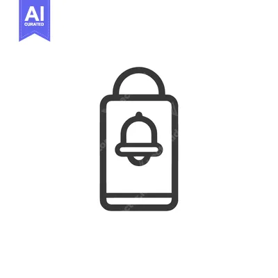 Popular premium asset: Notification Bell Icon on Mobile Phone Screen, Minimalist Line Art Des