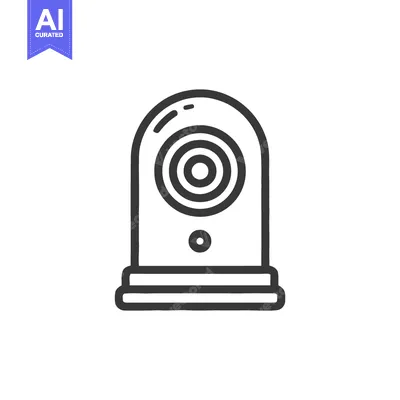 Premium design asset: Minimalist Security Camera Icon with Concentric Circles and Rounded De